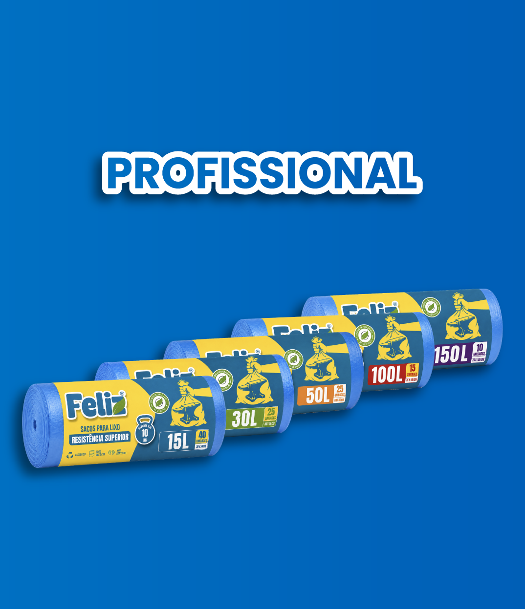Sacos para lixo Feliz linha Profissional